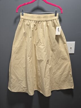 a new day Beige A-Line Midi Skirt with Elastic Waistband
